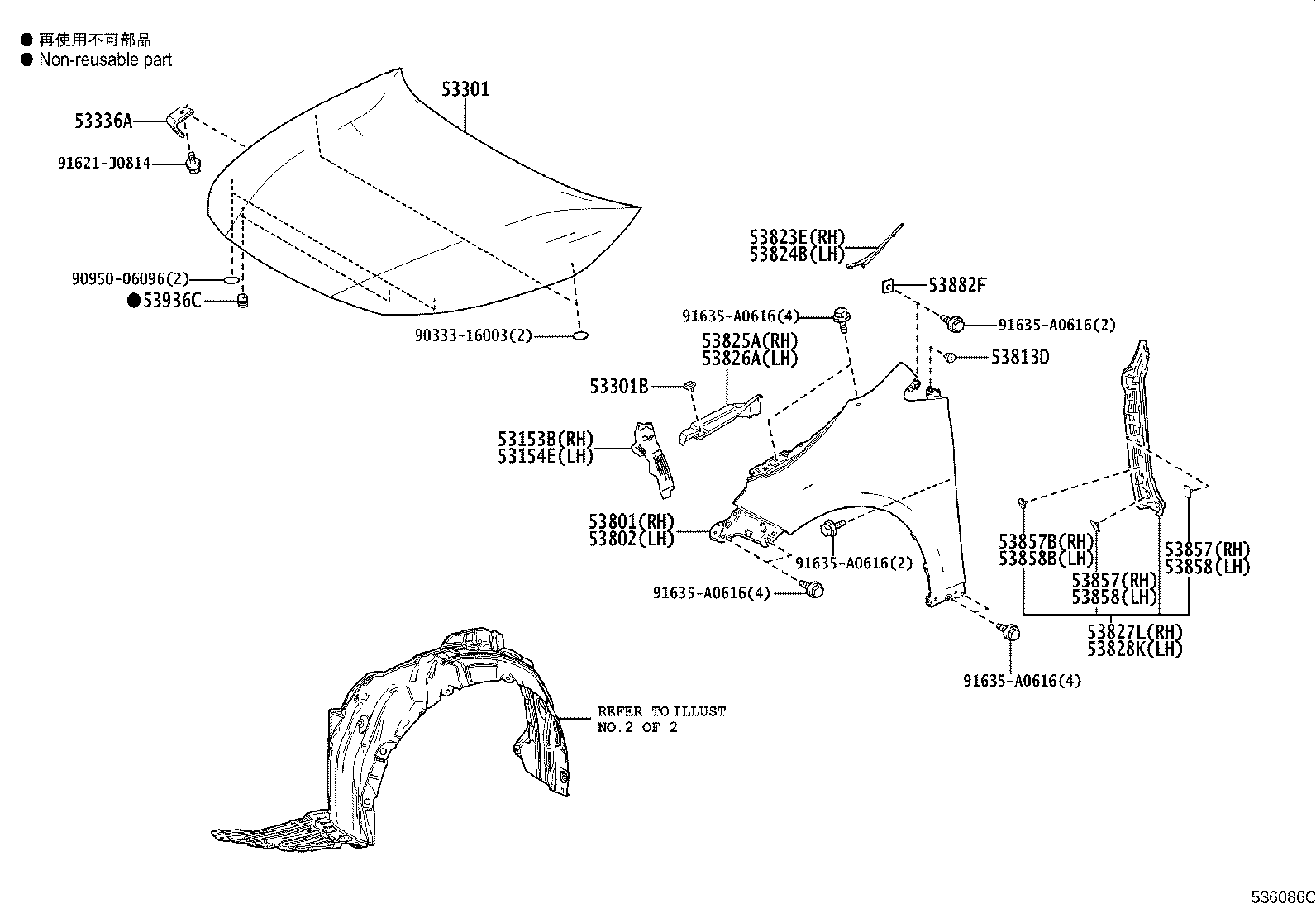 53827-12160 PROTECTOR, FRONT FENDER SIDE PANEL, RH product image