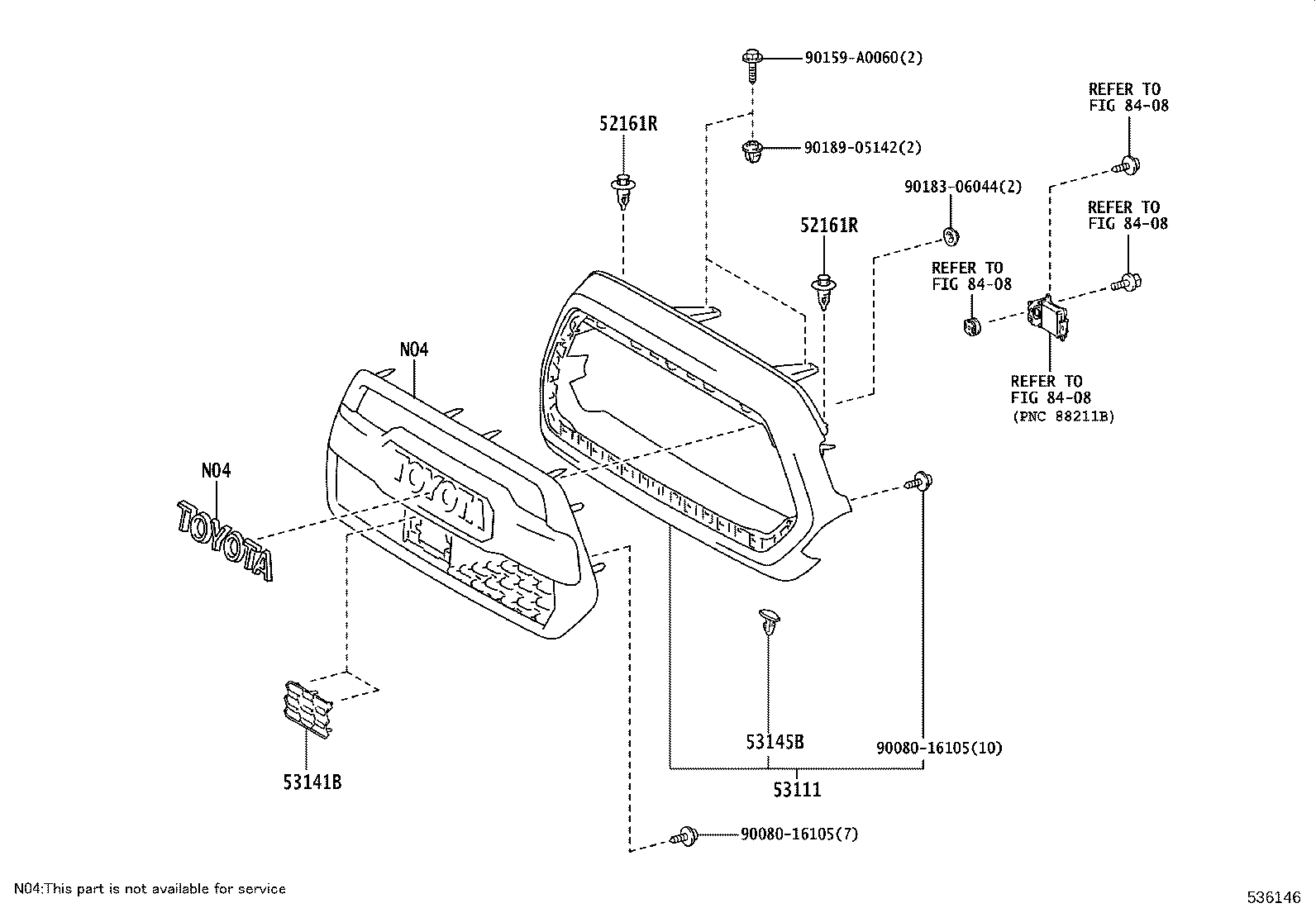 53100-04470 GRILLE, RADIATOR product image