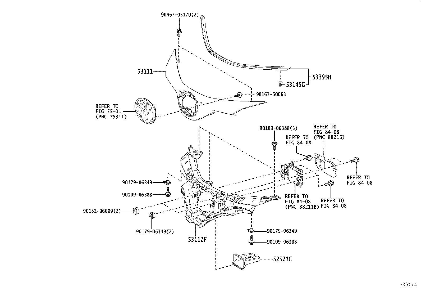 52521-10040 RETAINER, FRONT BUMPER, UPPER product image