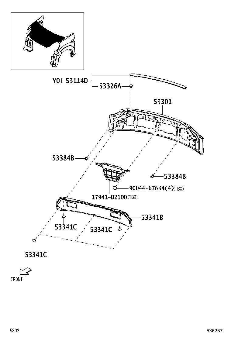 53145-B2050 CLIP, HOOD MOULDING product image