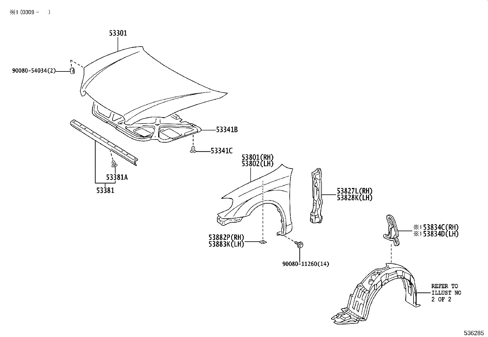 53802-02080 FENDER SUB-ASSY, FRONT LH product image