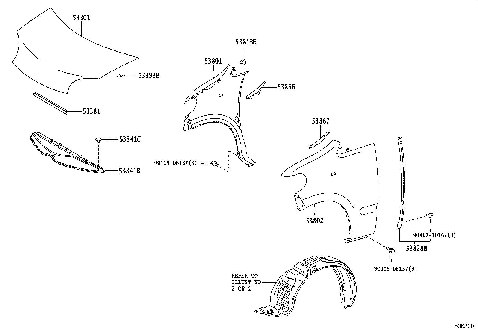 53381-52020 SEAL, HOOD TO RADIATOR SUPPORT product image
