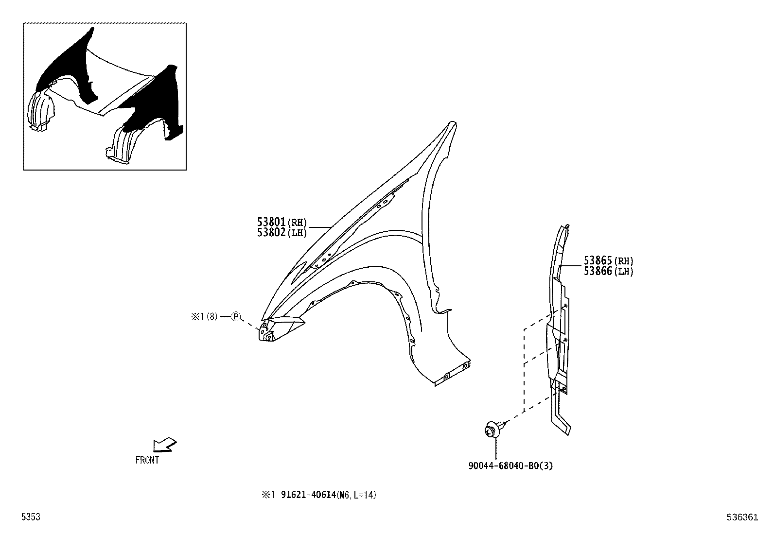 53395-BZ010 SEAL, HOOD TO FRONT END PANEL, NO.1 product image