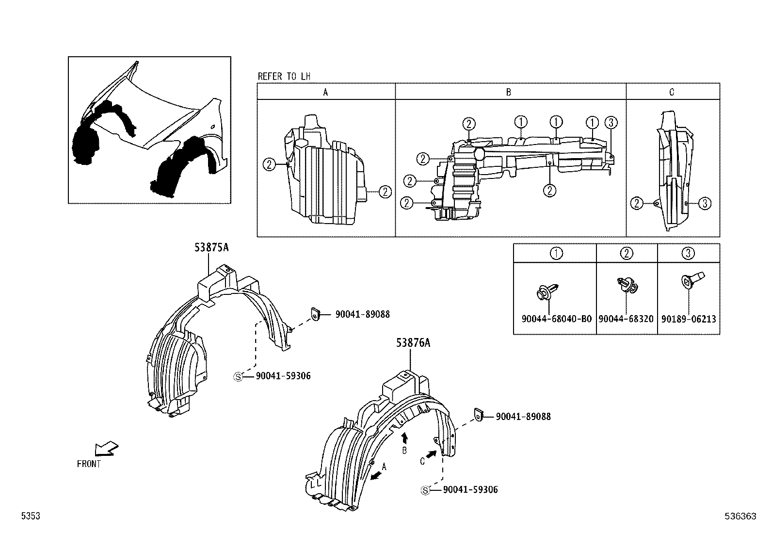 53395-BZ010 SEAL, HOOD TO FRONT END PANEL, NO.1 product image