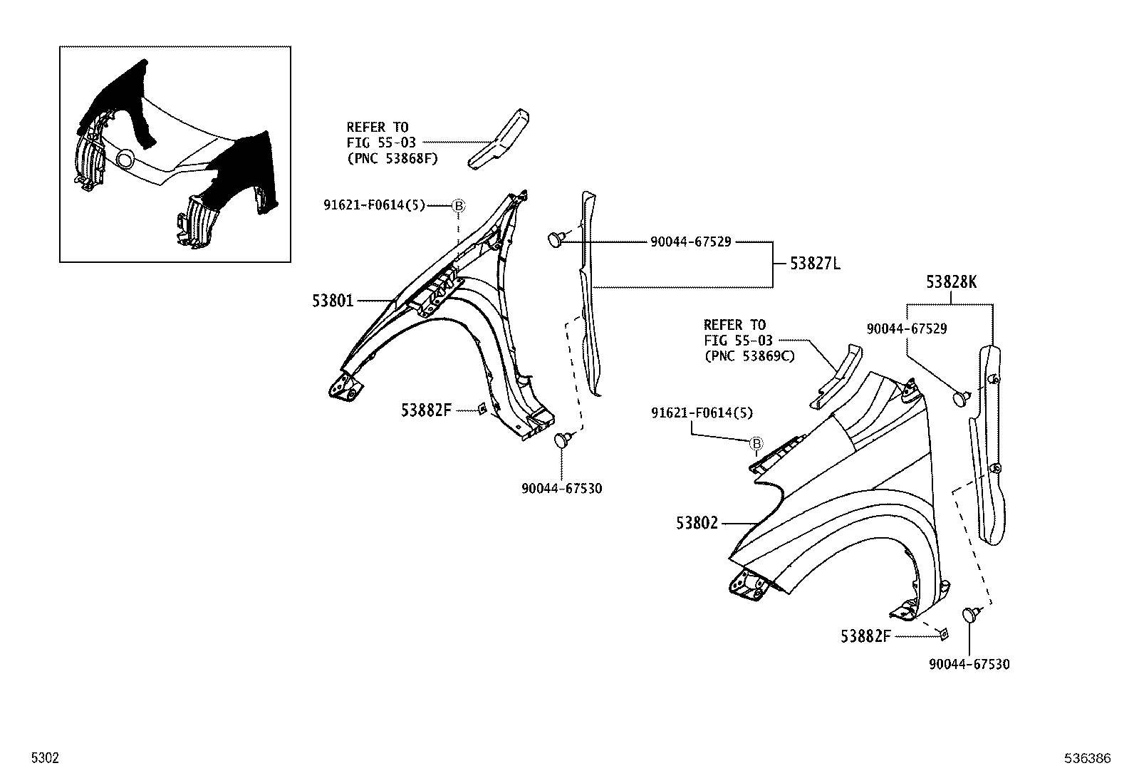 90467-06133-F0 CLIP, FRONT FENDER LINER product image
