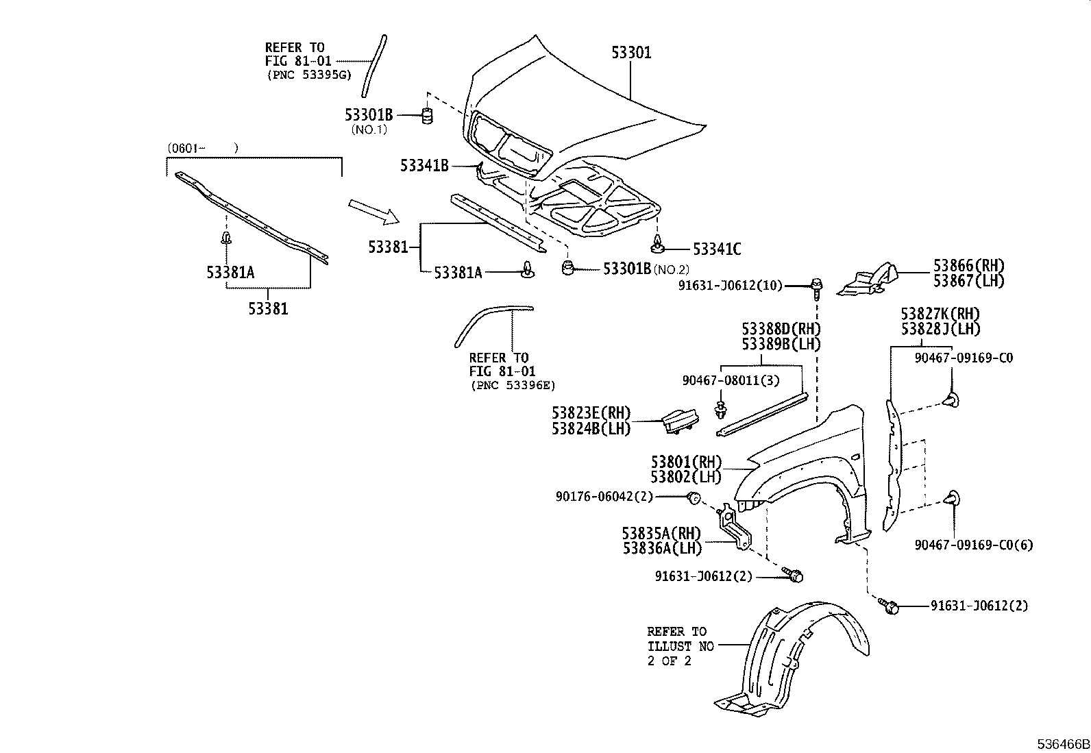 53381-60070 SEAL, HOOD TO RADIATOR SUPPORT product image