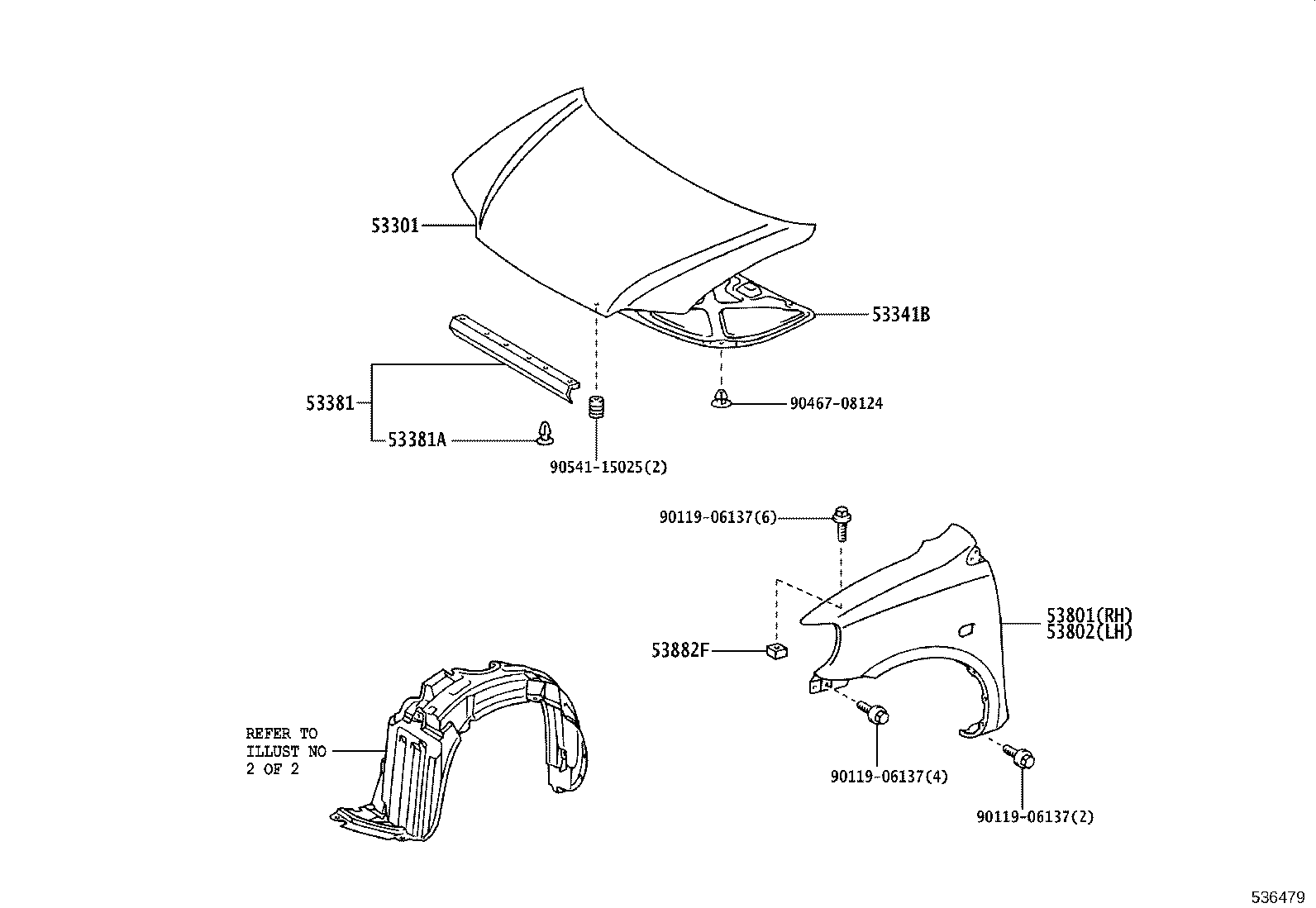 90080-46317 CLIP(FOR HOOD TO RADIATOR SUPPORT SEAL) product image