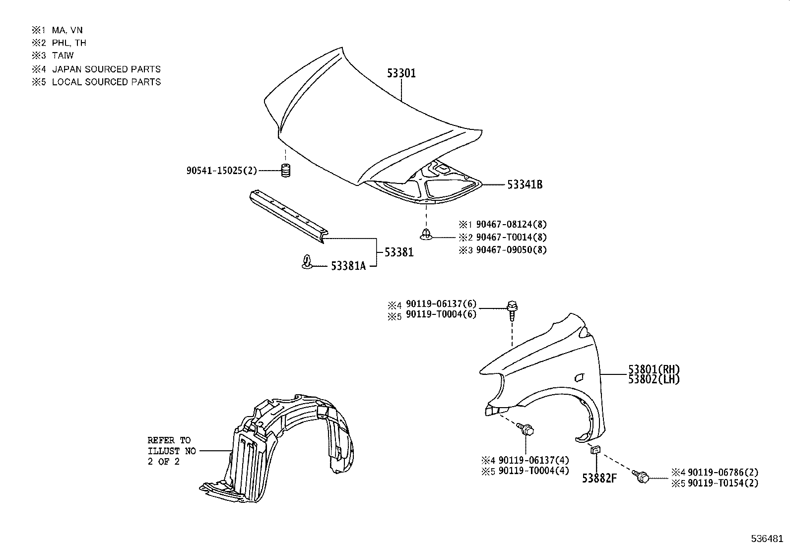 90080-46317 CLIP(FOR HOOD TO RADIATOR SUPPORT SEAL) product image