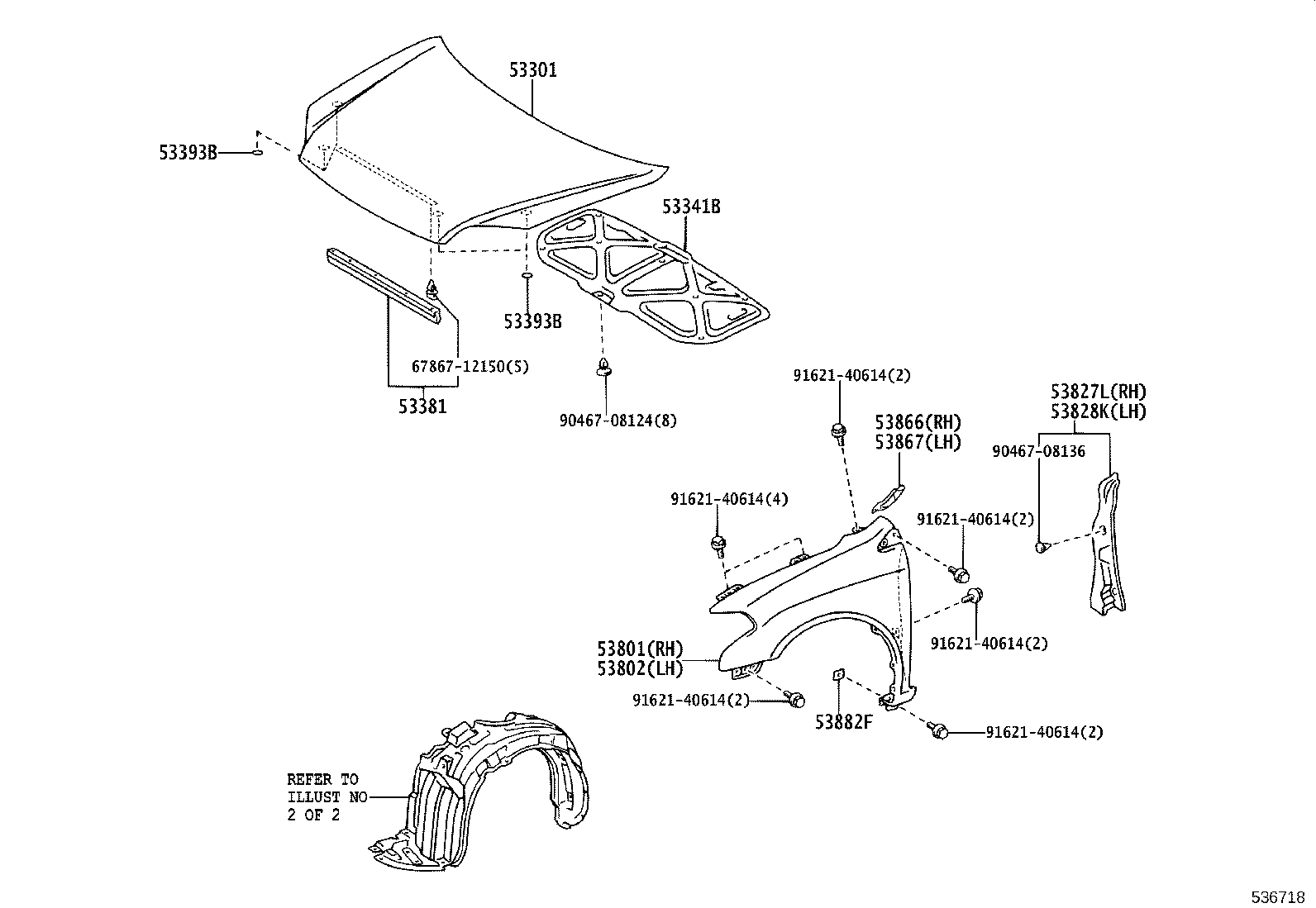 53381-46020 SEAL, HOOD TO RADIATOR SUPPORT product image