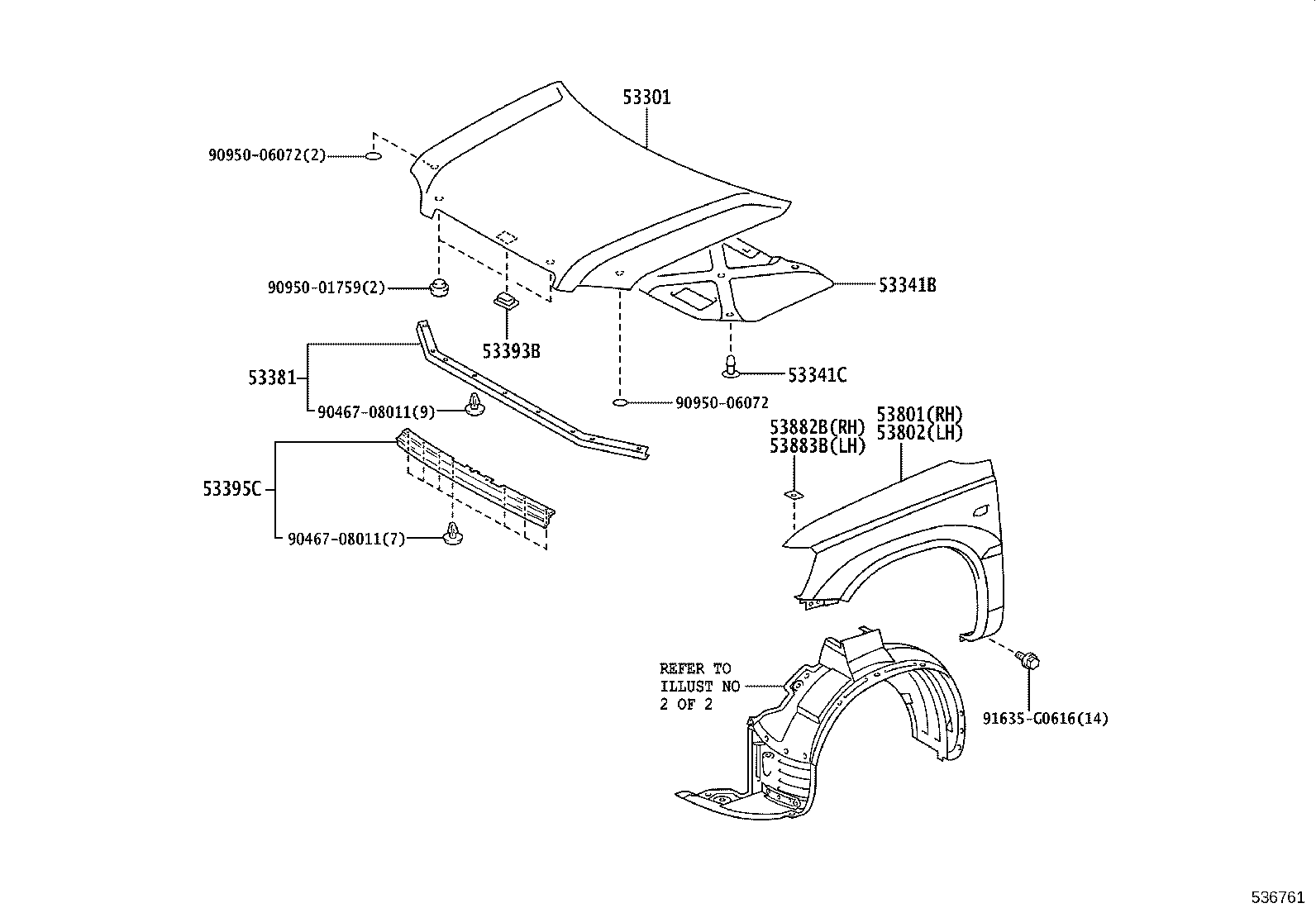 53393-48020 PROTECTOR, HOOD, FRONT product image