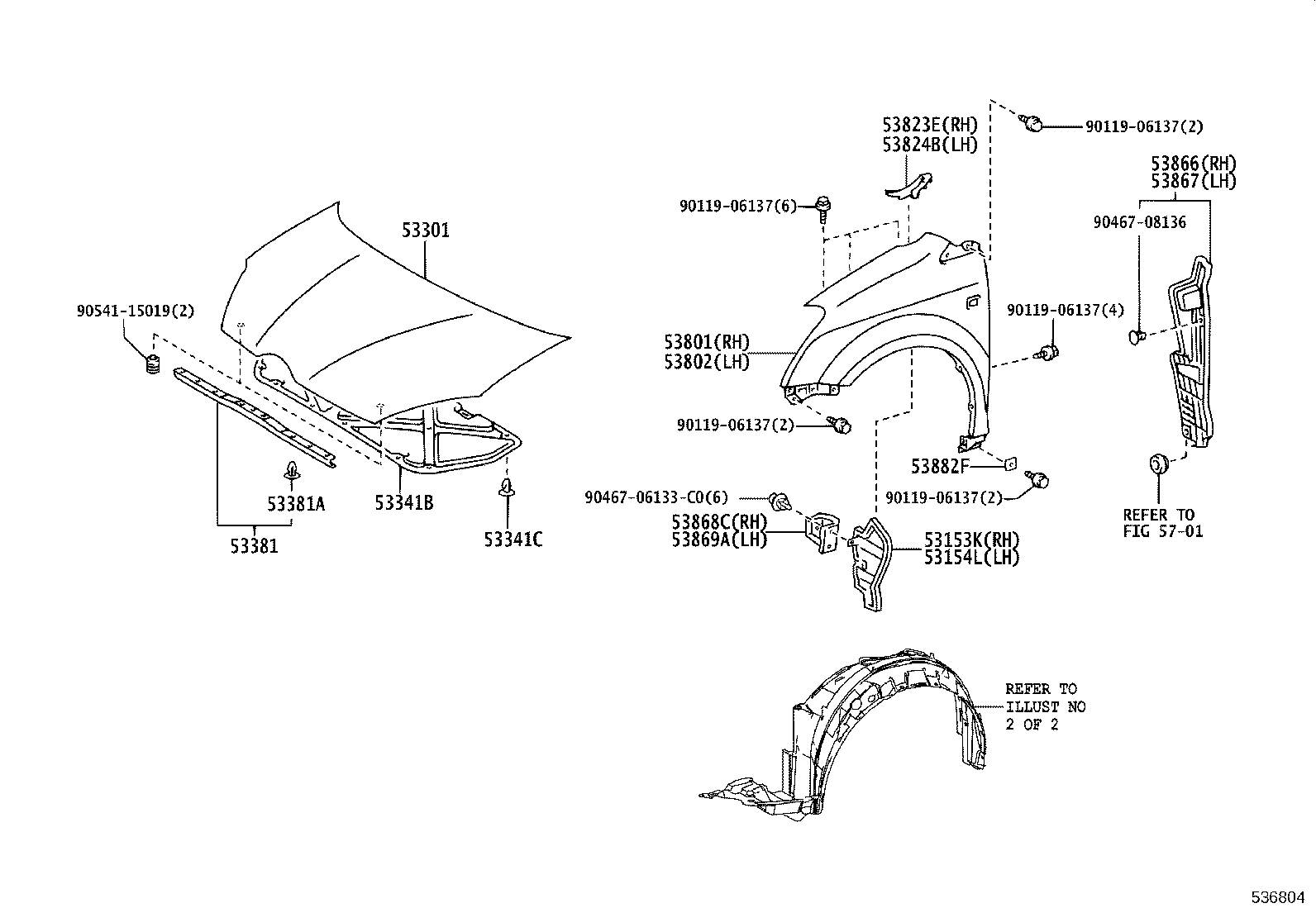 53869-0F010 SEAL, FRONT FENDER TO COWL SIDE, NO.2 LH product image