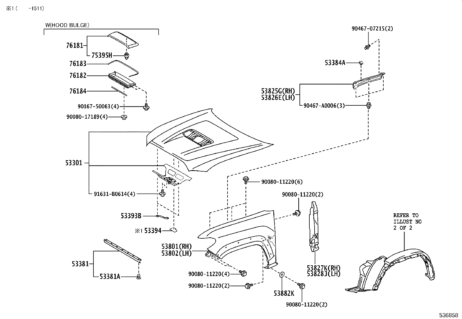 53381-04050 SEAL, HOOD TO RADIATOR SUPPORT product image