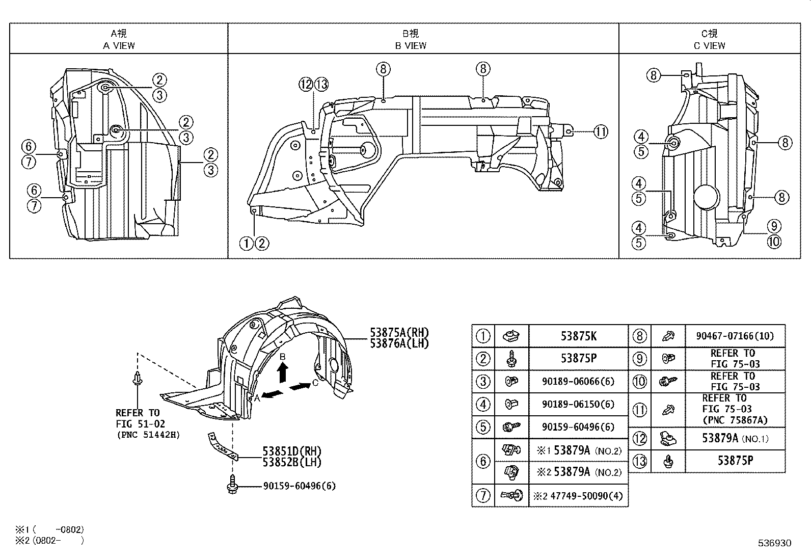 53827-22040 PROTECTOR, FRONT FENDER SIDE PANEL, RH product image