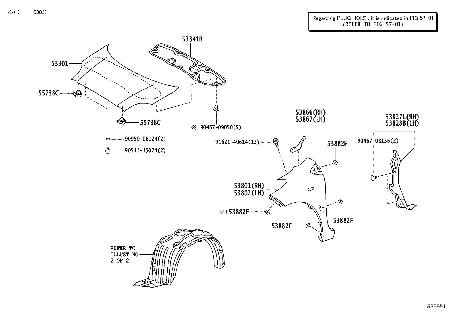 53879-52040 RETAINER, FRONT FENDER LINER product image