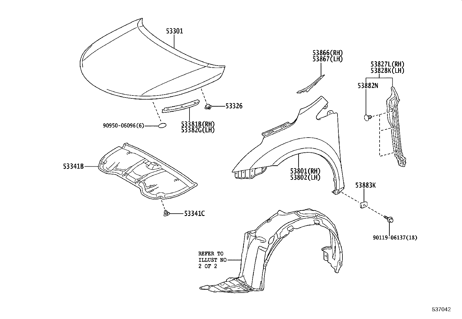 53805-05011 LINER, FRONT FENDER, RH product image