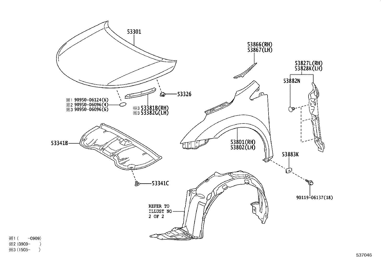 53805-05011 LINER, FRONT FENDER, RH product image