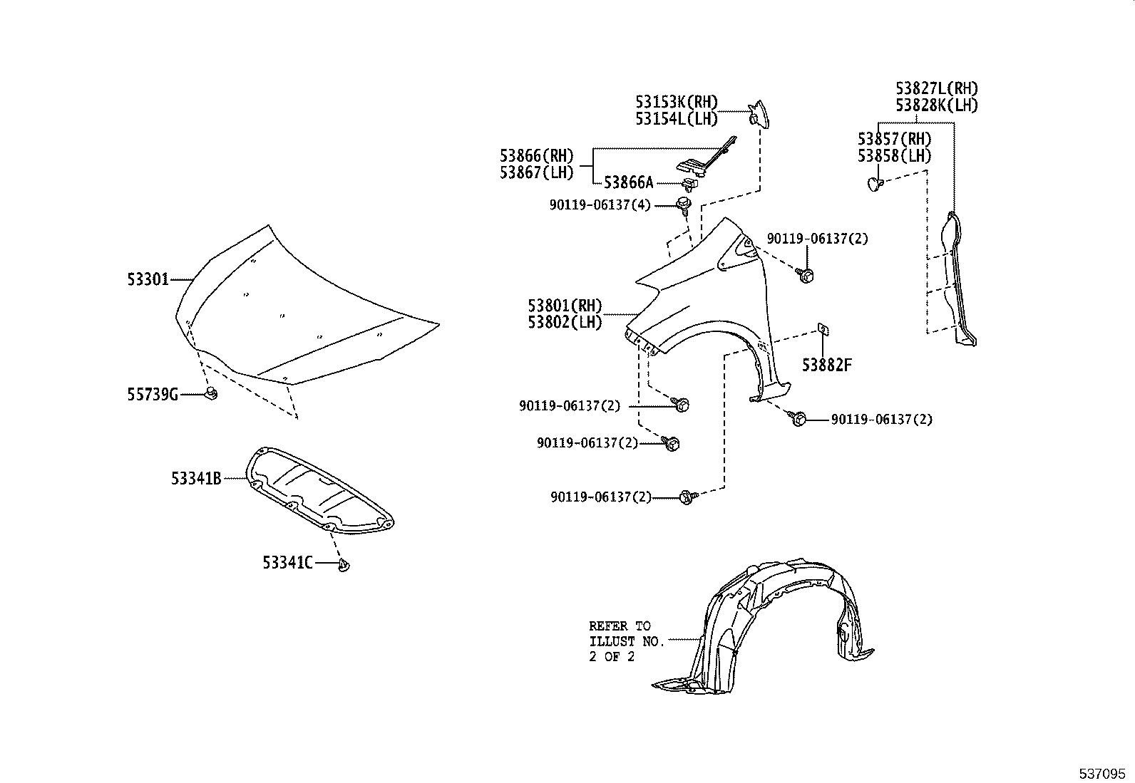 53852-52160 PAD, FRONT WHEEL OPENING EXTENSION, LH product image