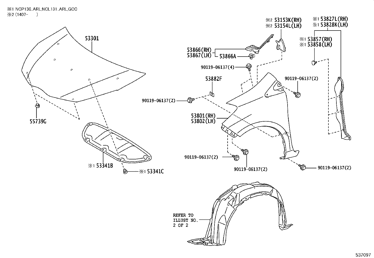 53852-52160 PAD, FRONT WHEEL OPENING EXTENSION, LH product image