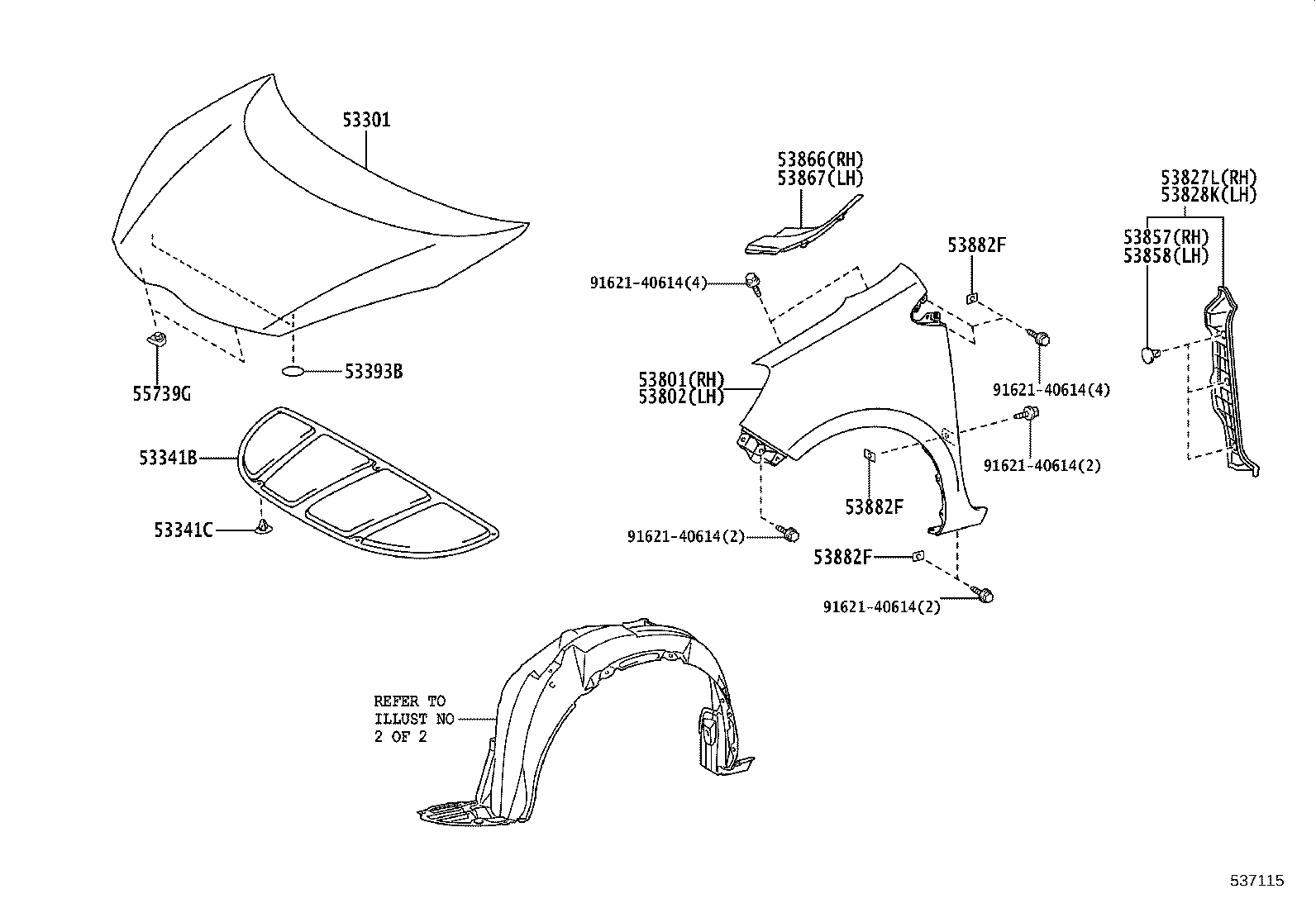 53802-52191 FENDER SUB-ASSY, FRONT LH product image