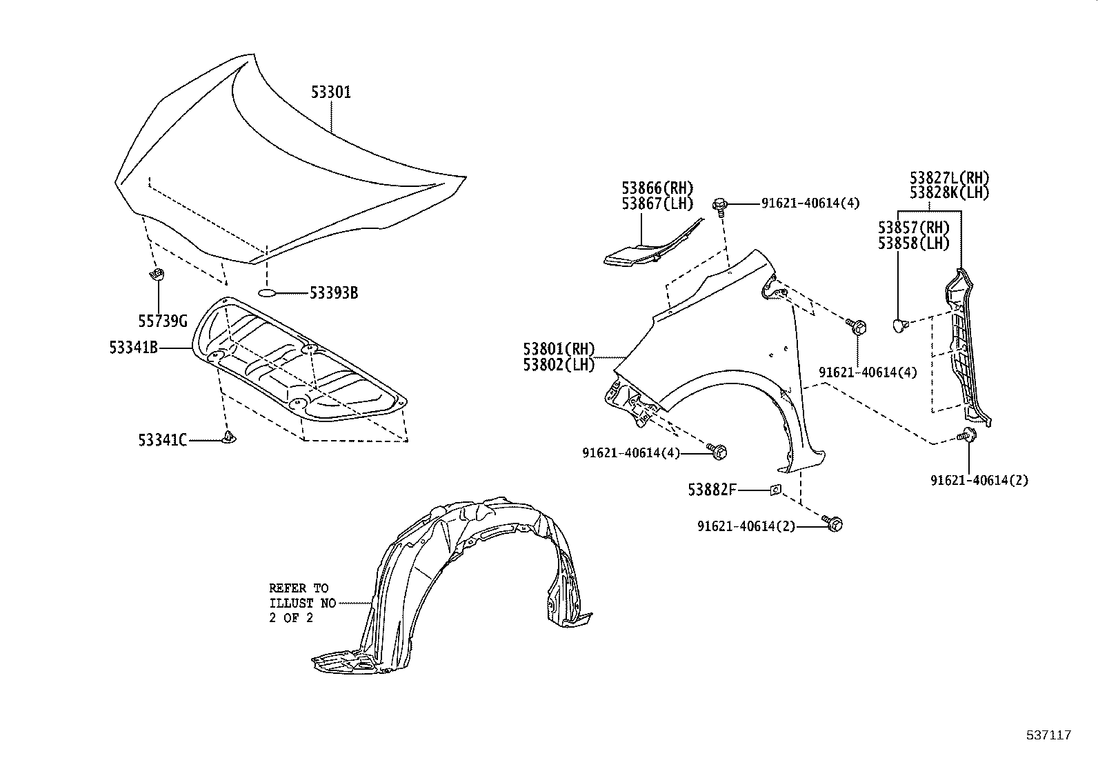 53802-52191 FENDER SUB-ASSY, FRONT LH product image