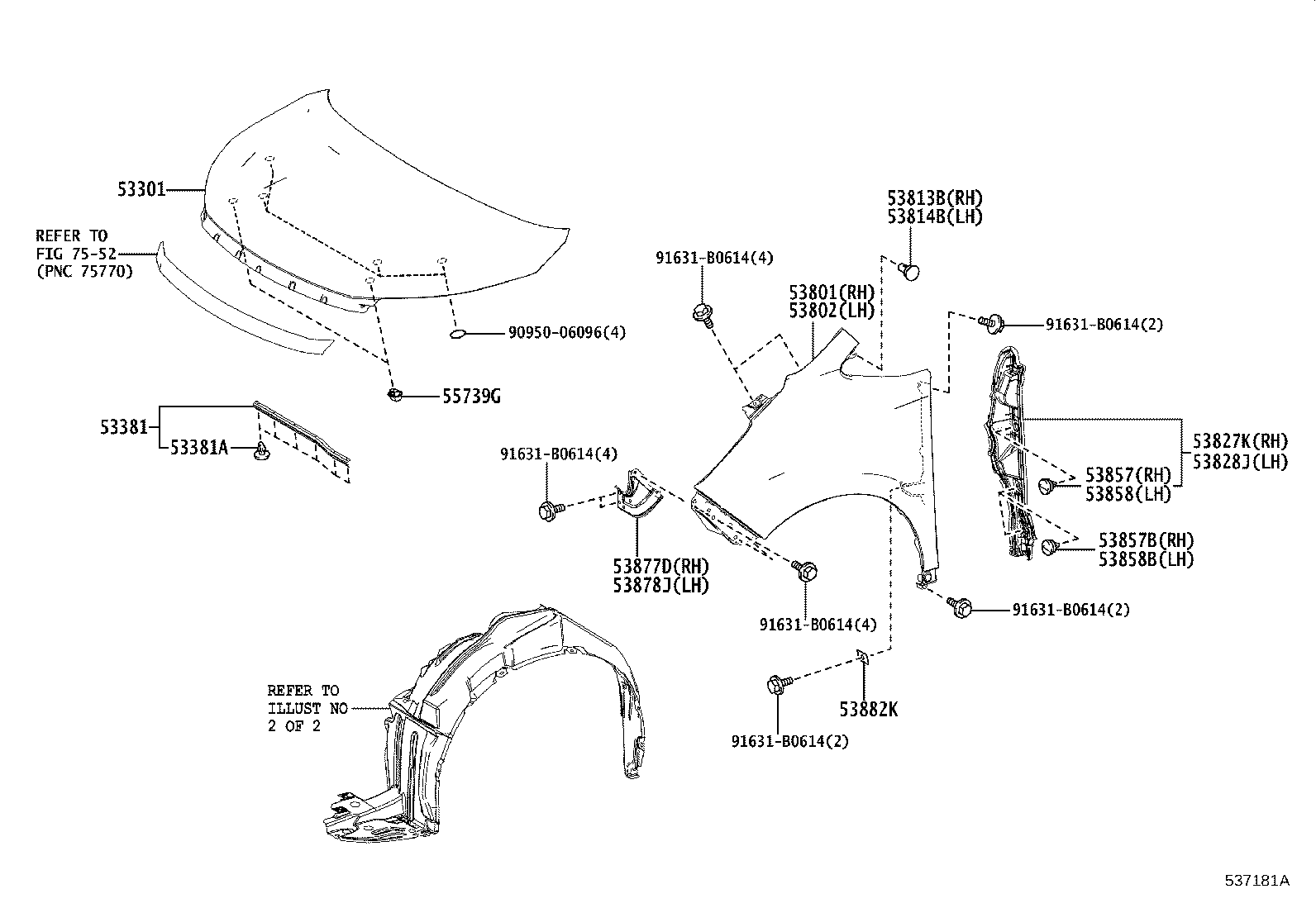 53381-28111 SEAL, HOOD TO RADIATOR SUPPORT product image