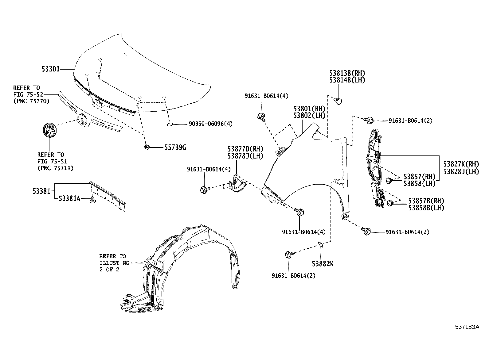 53381-28111 SEAL, HOOD TO RADIATOR SUPPORT product image