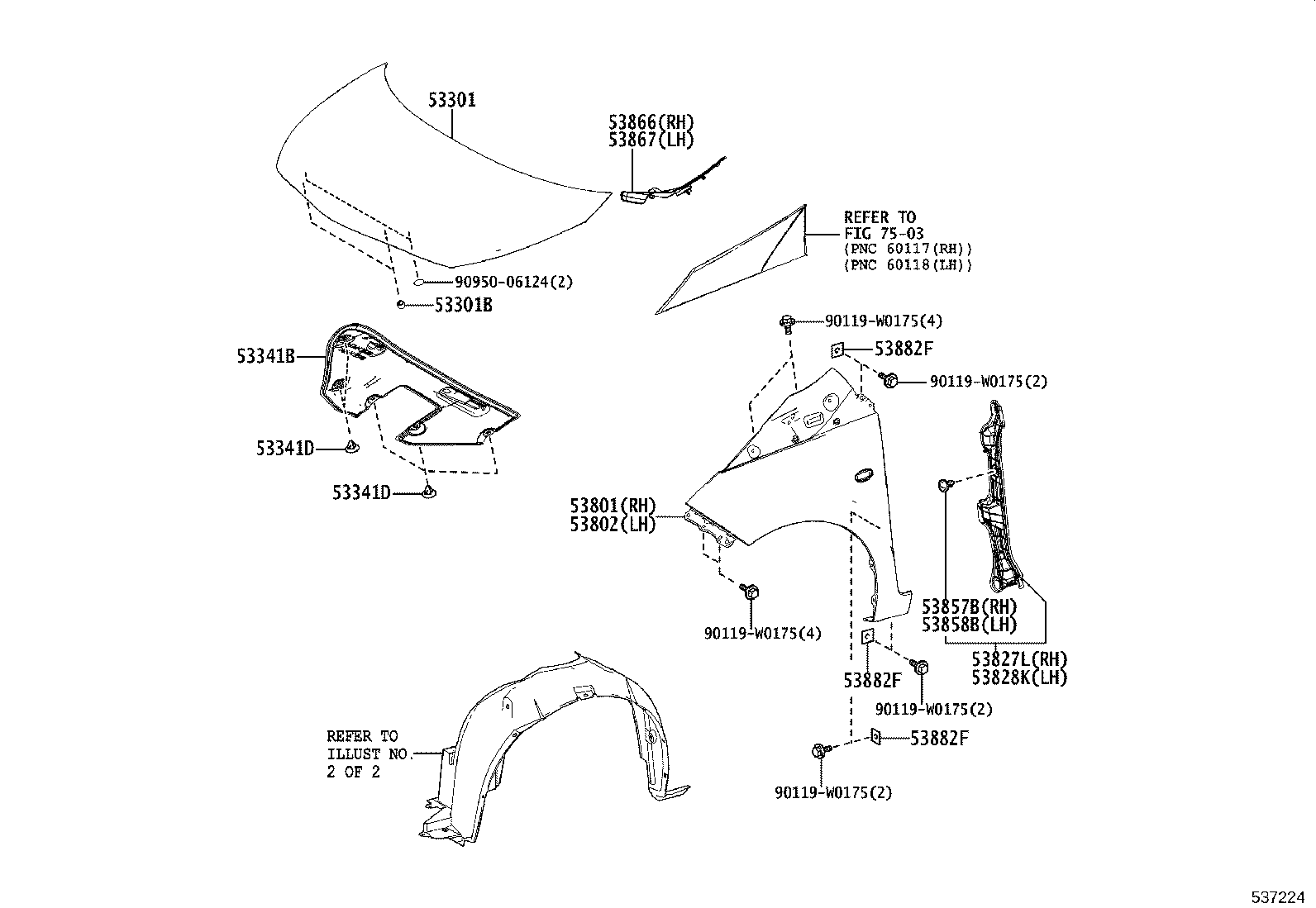 90467-07214 CLIP, FRONT FENDER LINER product image