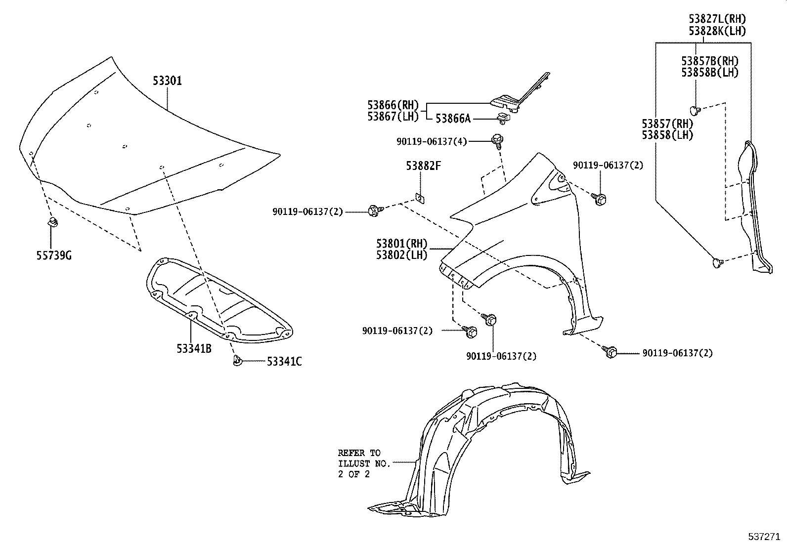 53875-0D680 LINER, FRONT FENDER, RH product image