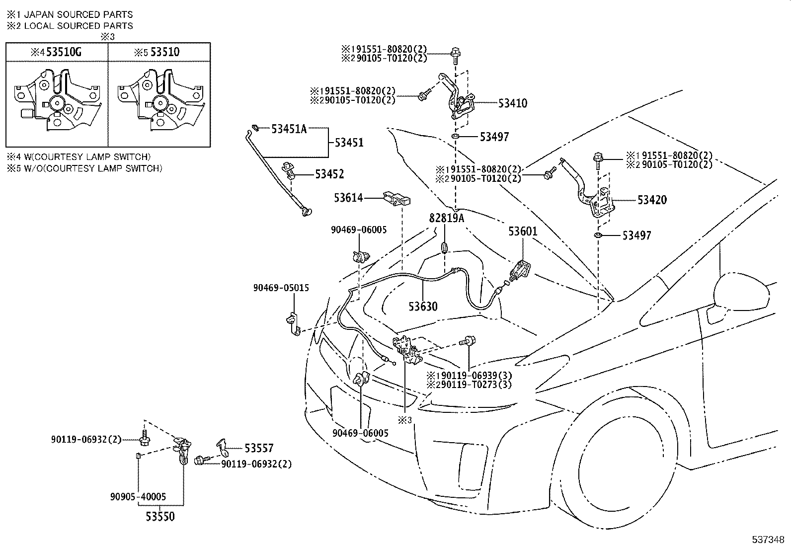 53614-47030 CLAMP, HOOD LOCK CONTROL CABLE product image