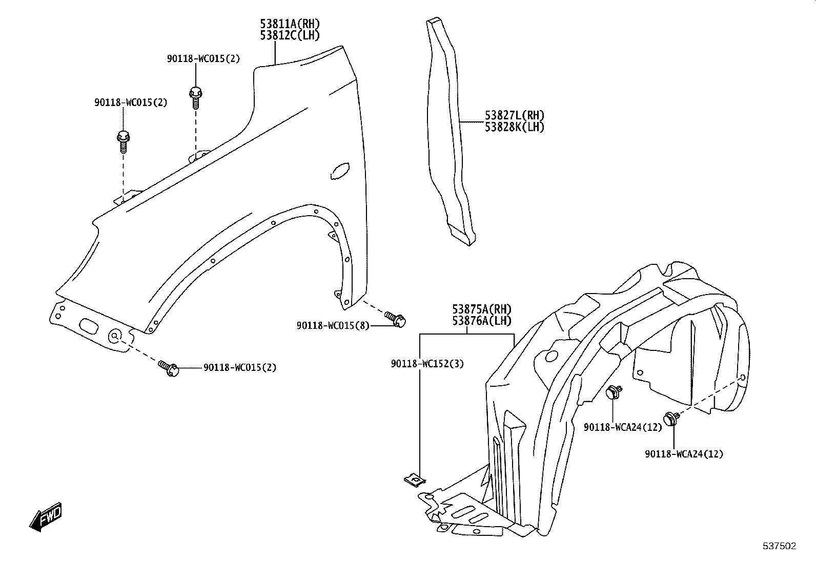 53812-WC005 PANEL, FRONT FENDER, LH product image