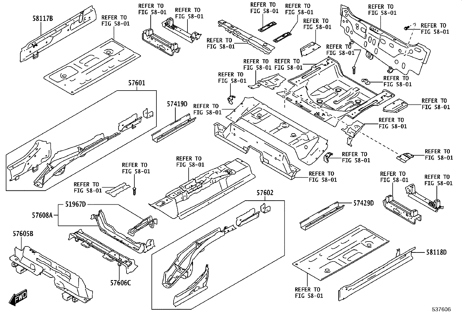 57602-WC003 MEMBER SUB-ASSY, REAR FLOOR SIDE, LH product image