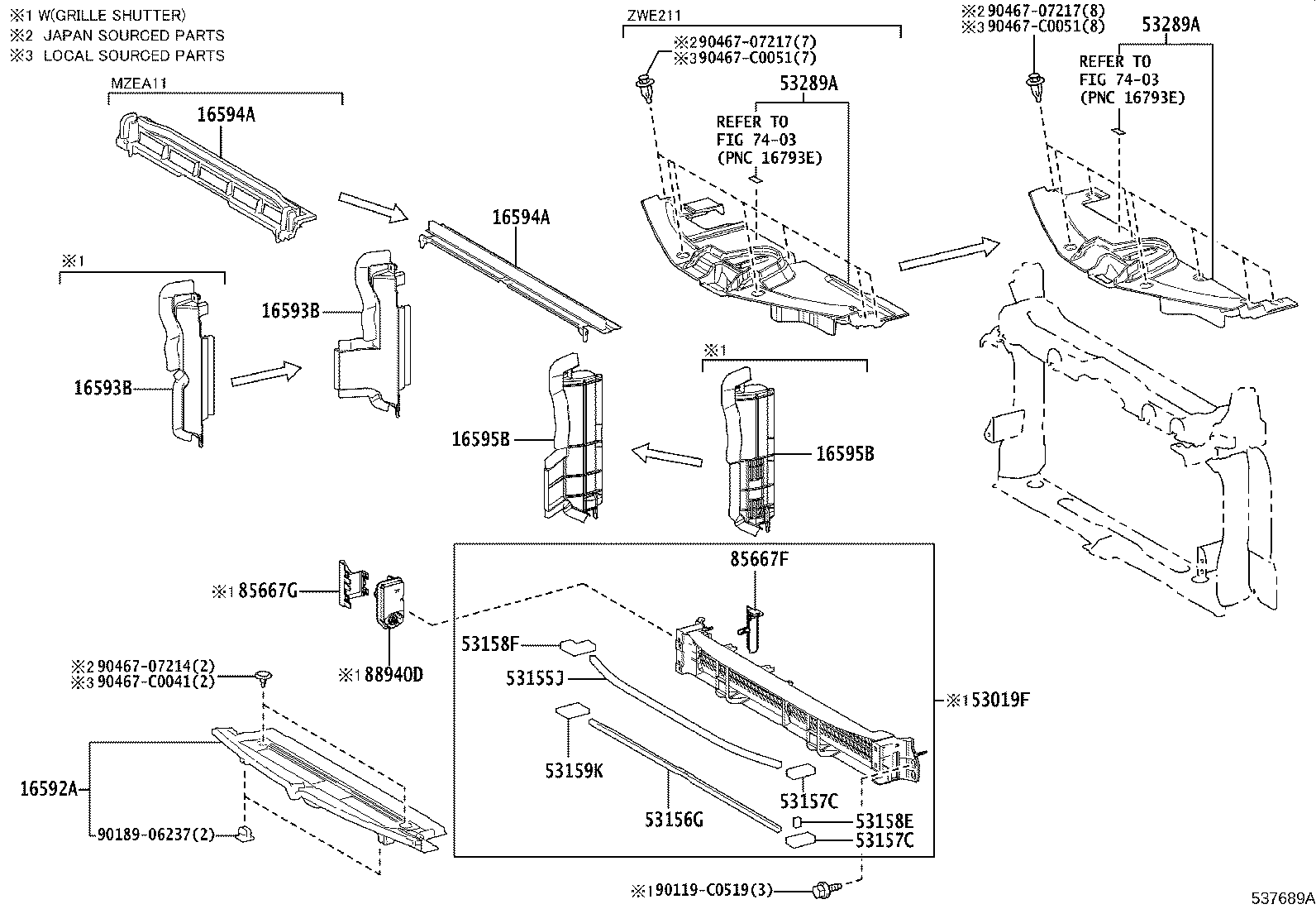 53028-02160 SUPPORT SUB-ASSY, RADIATOR, LOWER product image