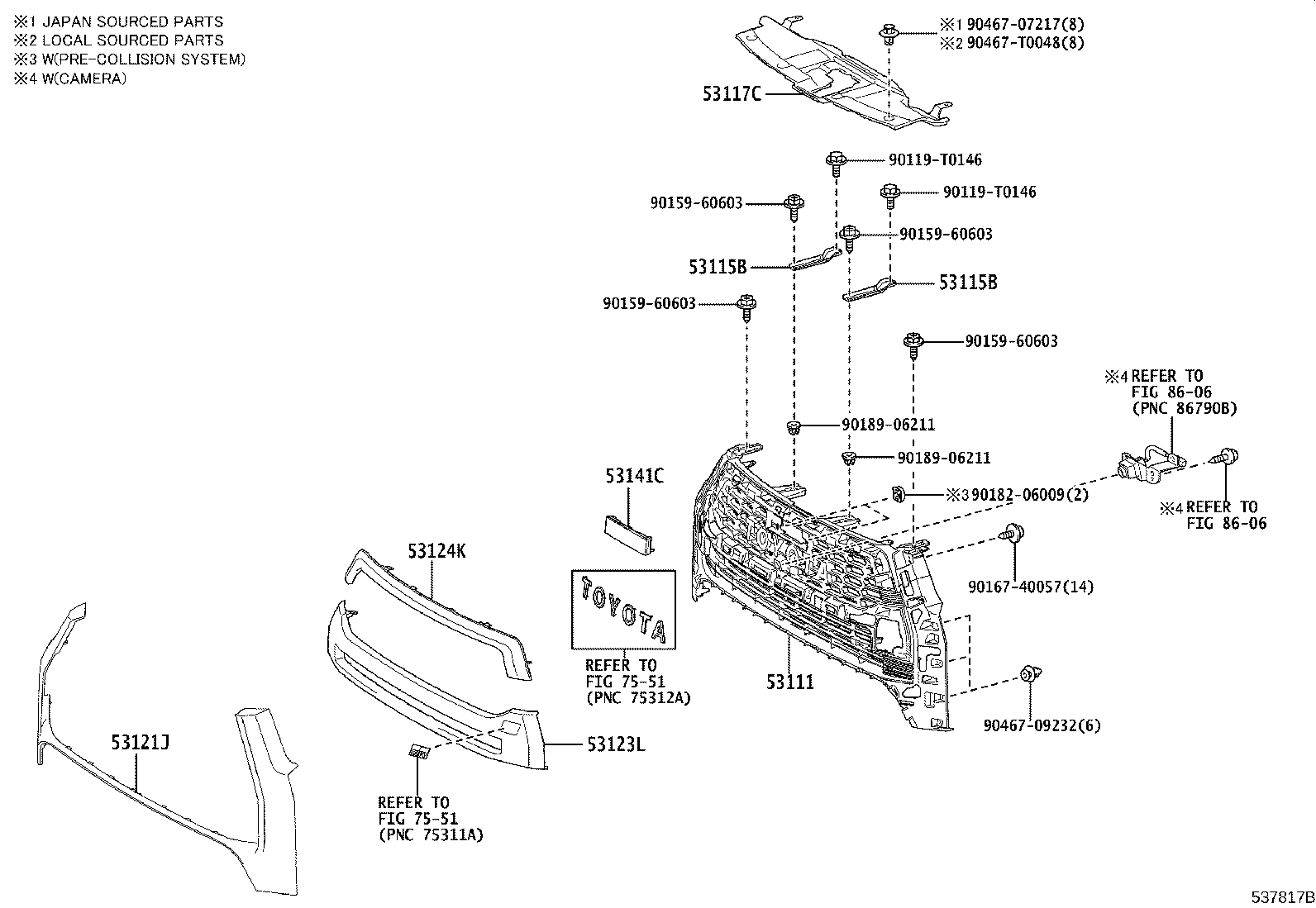 53100-YP690 GRILLE, RADIATOR product image