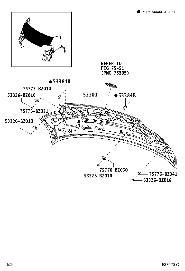 76603-BZ040 LINER, FRONT FENDER, RH product image