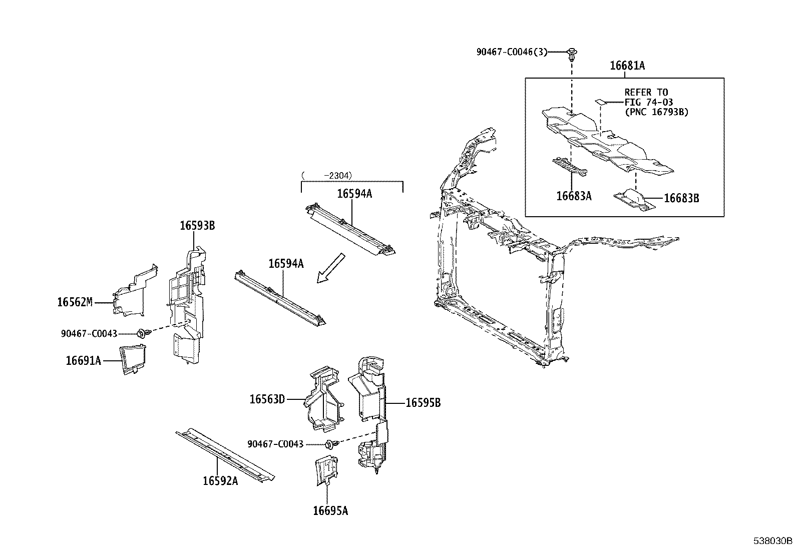 16594-F0100 GUIDE, RADIATOR AIR, NO.2 product image