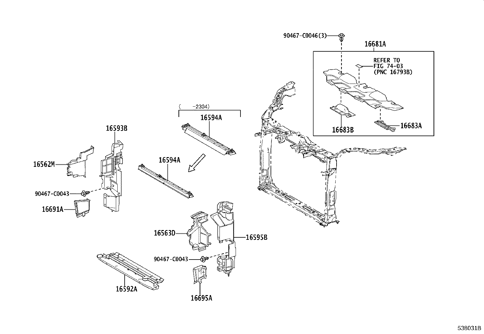16594-F0100 GUIDE, RADIATOR AIR, NO.2 product image