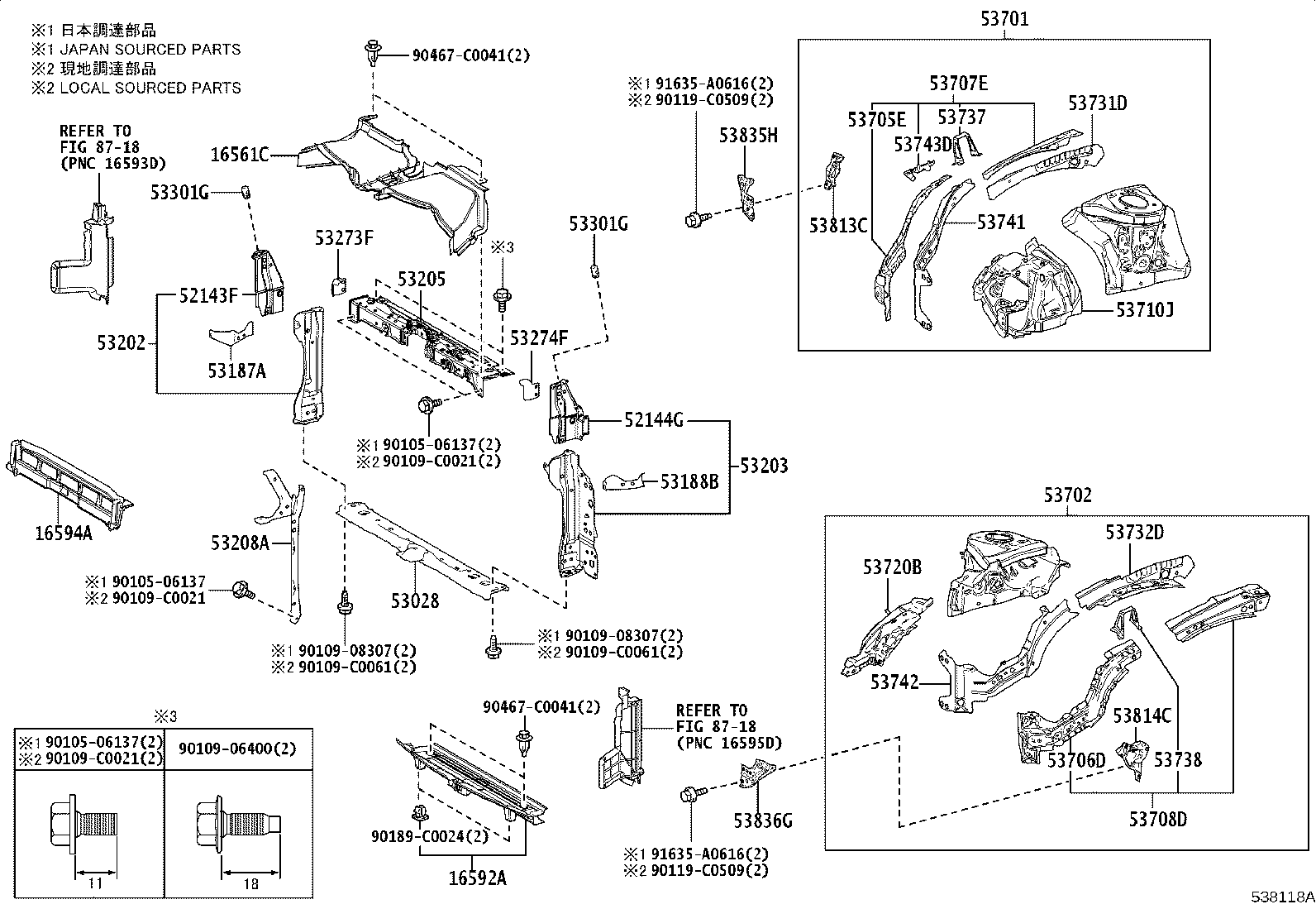 53208-0A040 SUPPORT SUB-ASSY, HOOD LOCK product image