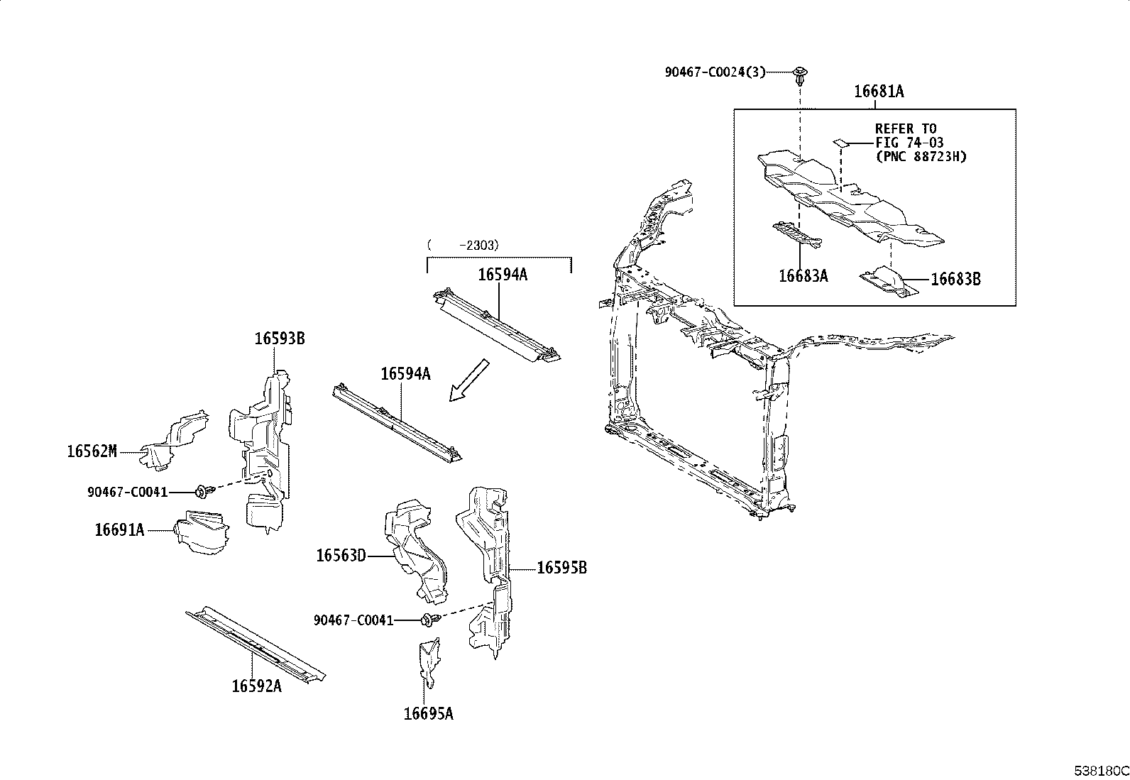 16594-F0180 GUIDE, RADIATOR AIR, NO.2 product image