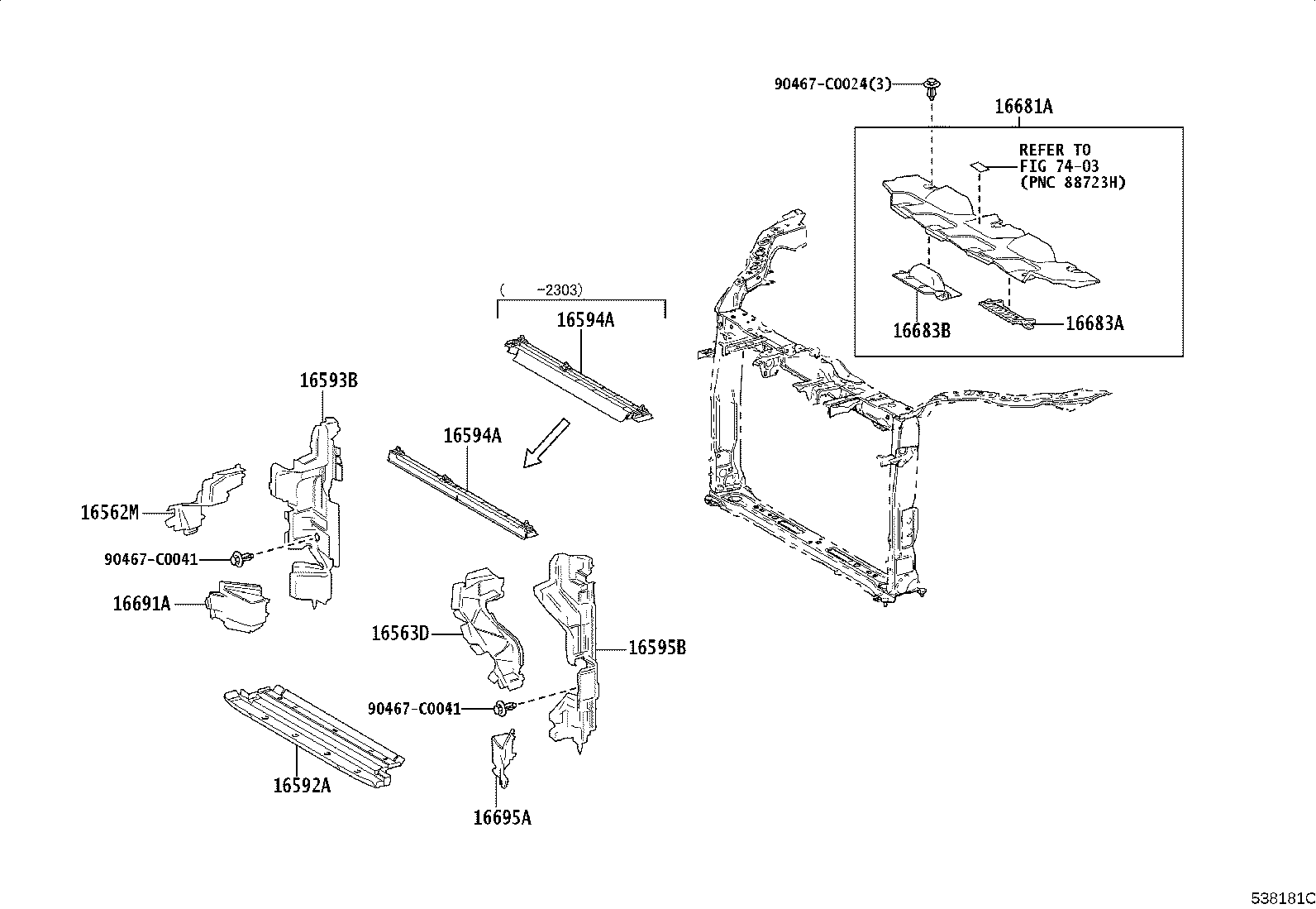 16594-F0180 GUIDE, RADIATOR AIR, NO.2 product image