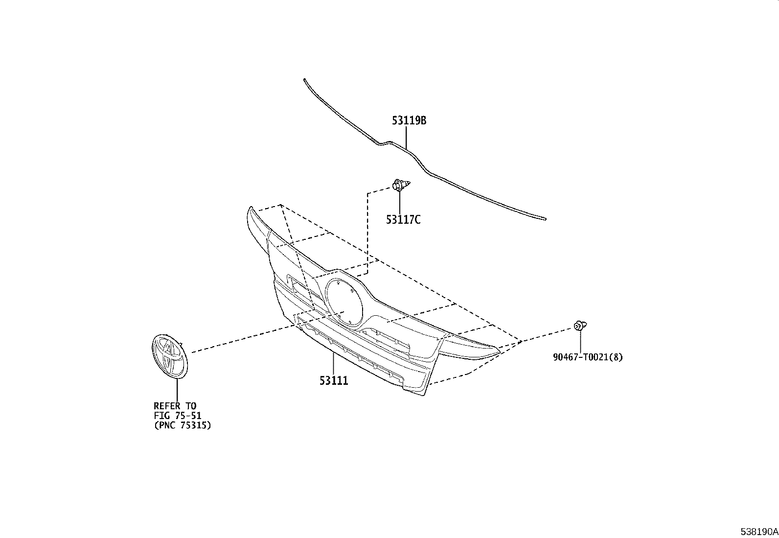 53111-37440 GRILLE, RADIATOR product image