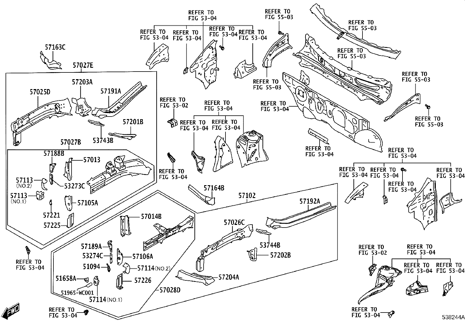 57102-WC007 MEMBER SUB-ASSY, FRONT SIDE, LH product image