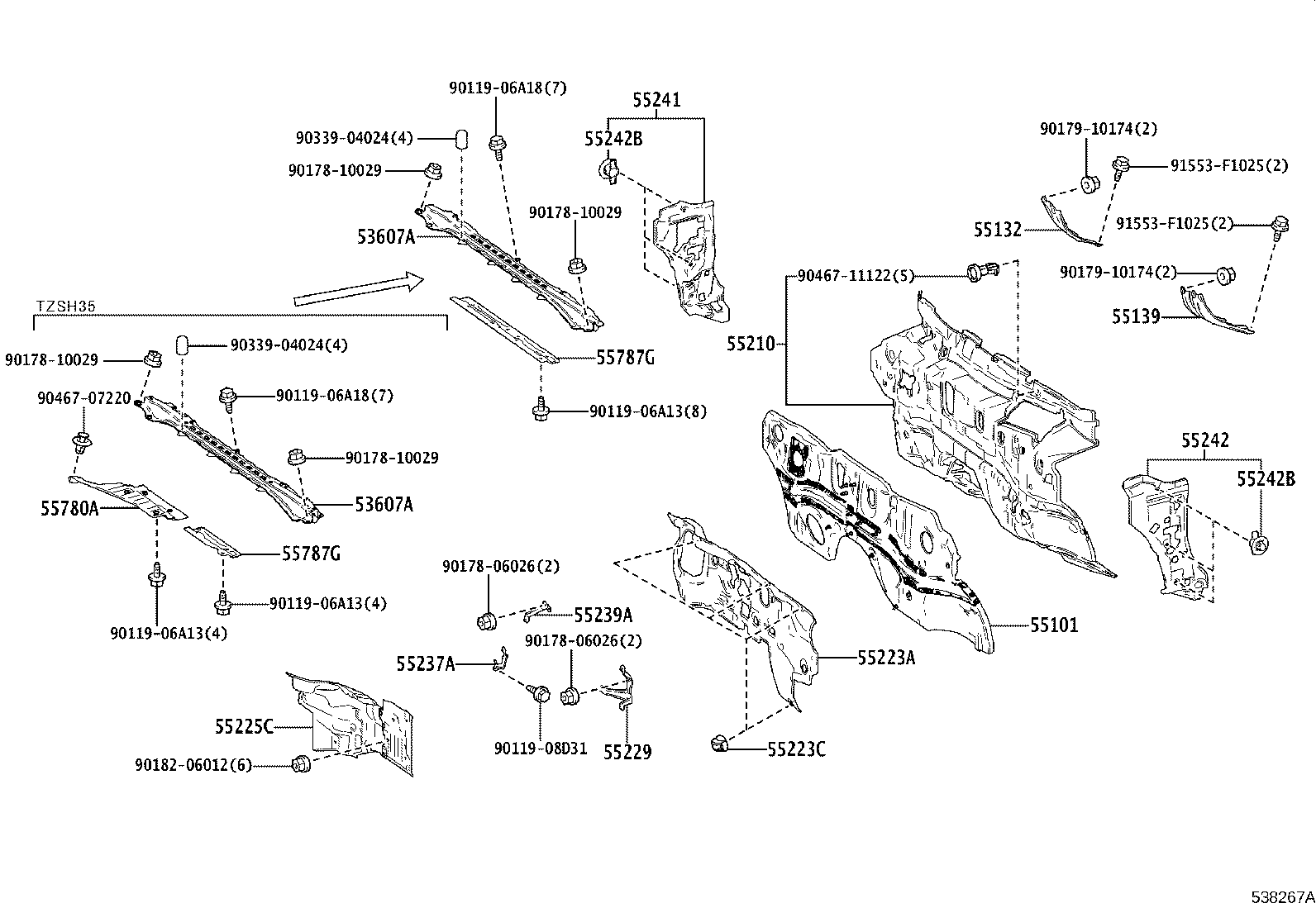 16593-25310 GUIDE, RADIATOR AIR, NO.1 RH product image