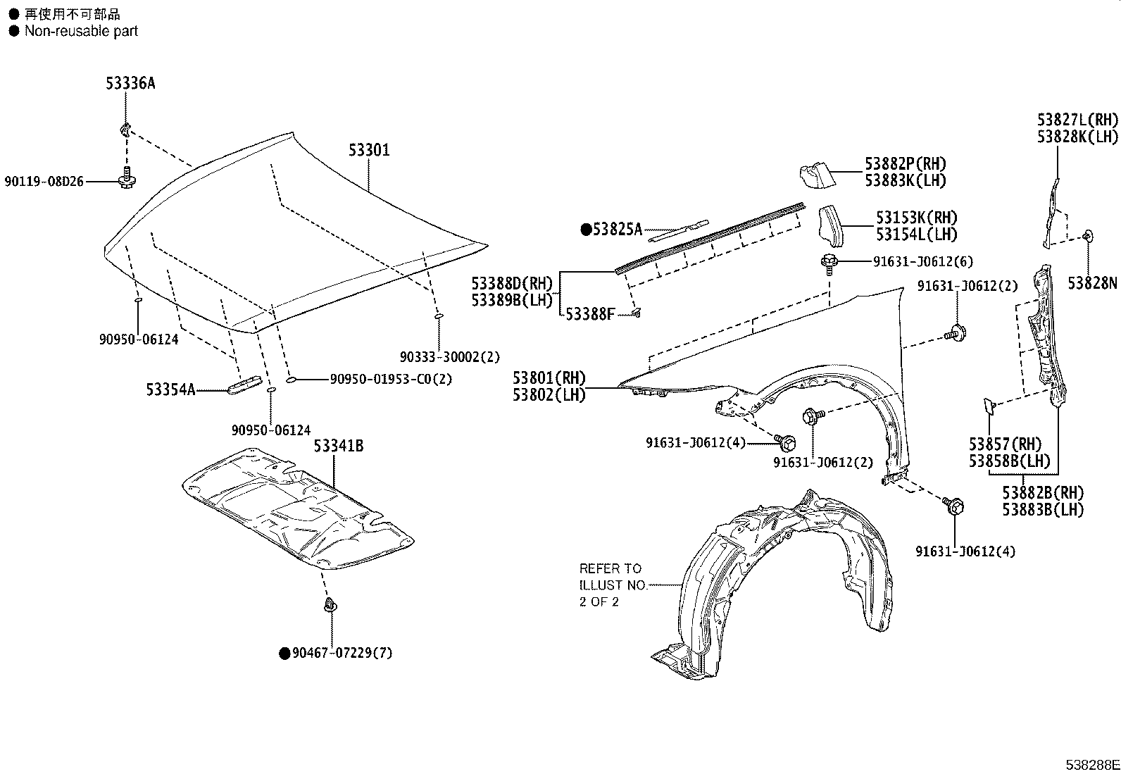 53875-30320 LINER, FRONT FENDER, RH product image