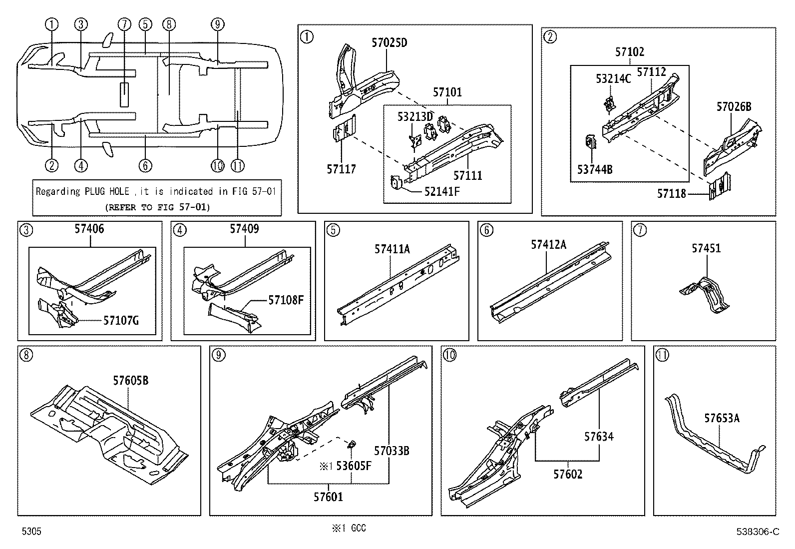 57102-BZ770 MEMBER SUB-ASSY, FRONT SIDE, LH product image