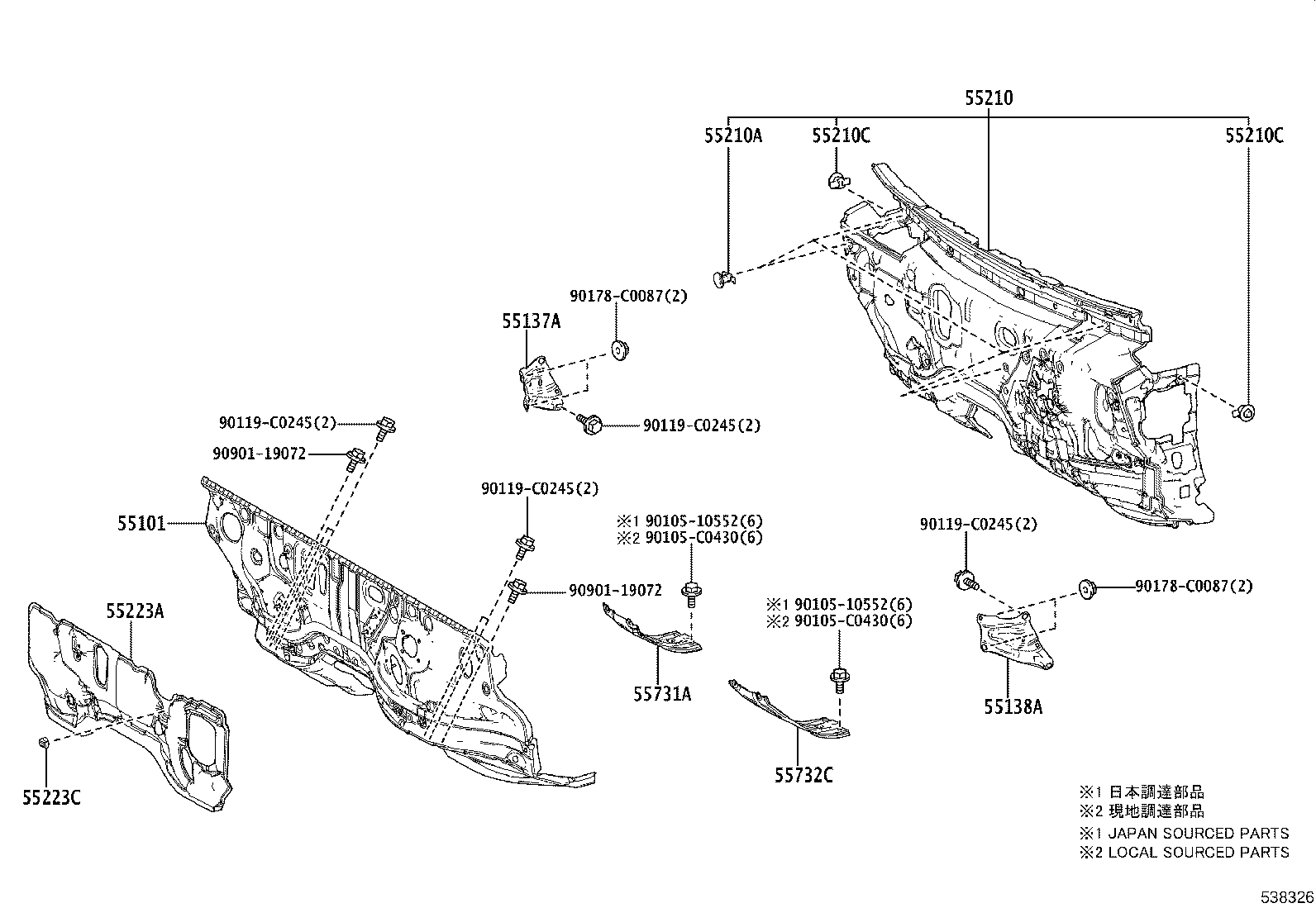52081-0R010 STAY SUB-ASSY, FRONT BUMPER, RH product image