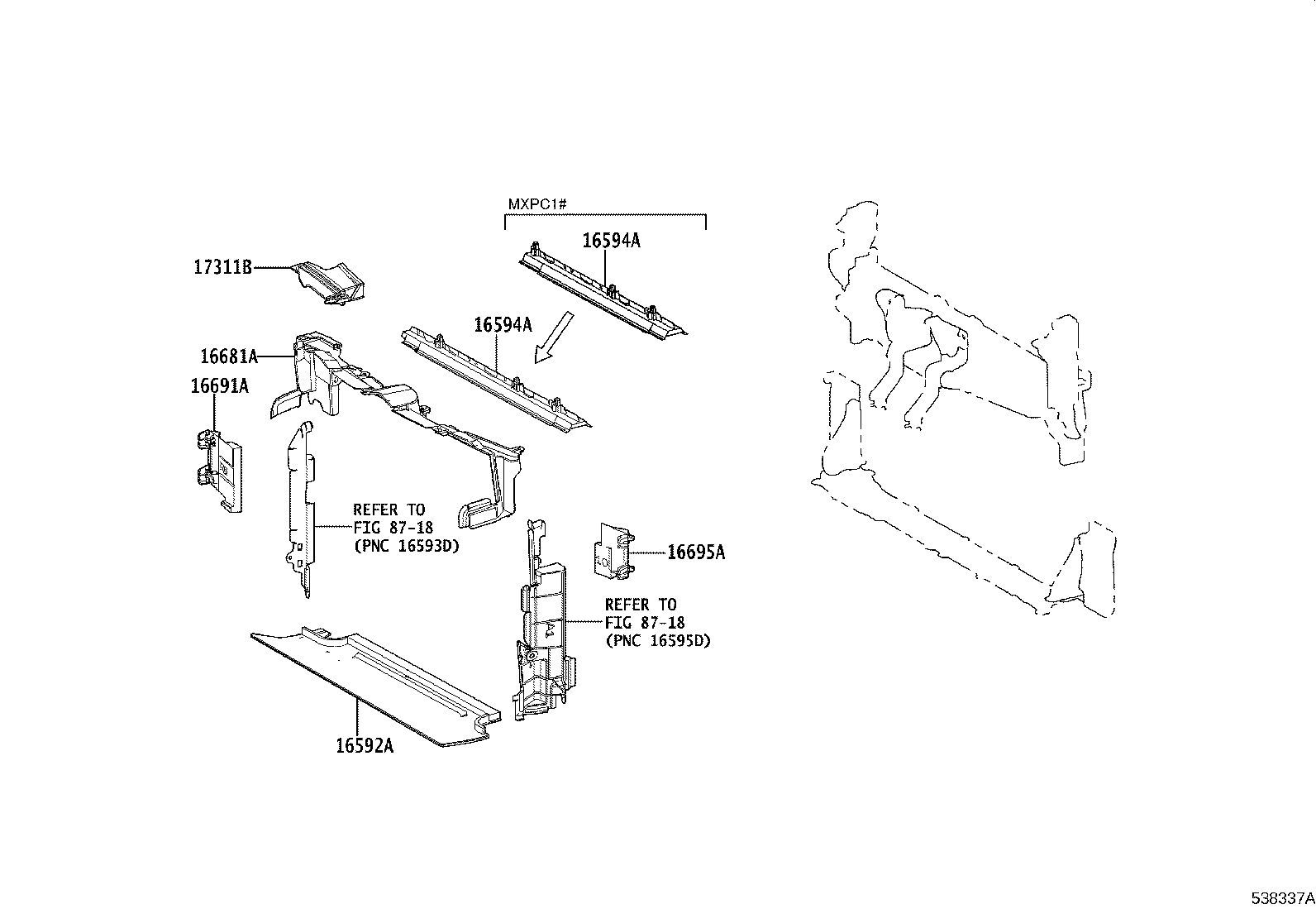 53705-52070 MEMBER SUB-ASSY, FRONT APRON TO COWL SIDE, RH product image