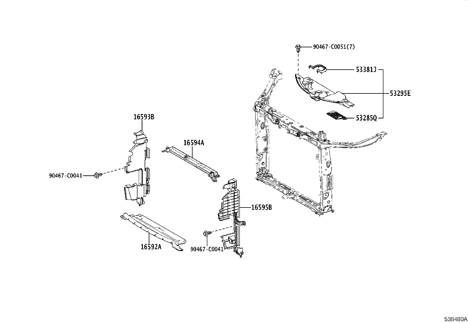 53208-08060 SUPPORT SUB-ASSY, HOOD LOCK product image