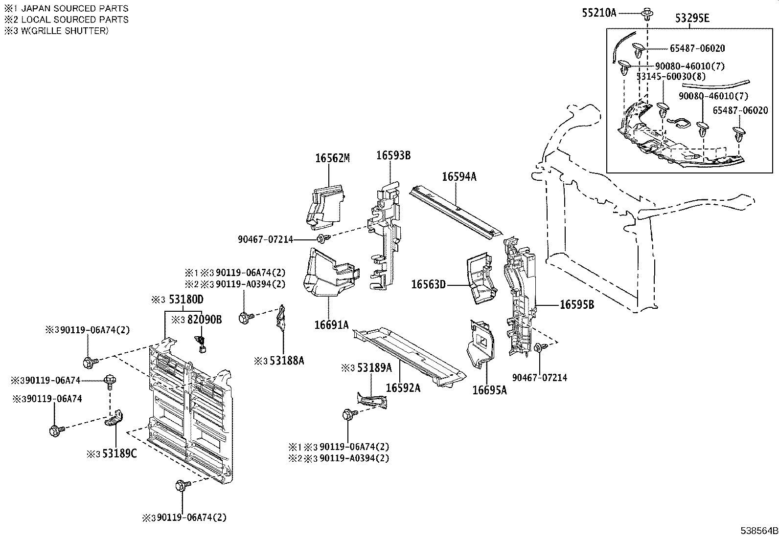 16592-F0160 GUIDE, RADIATOR AIR, NO.3 product image