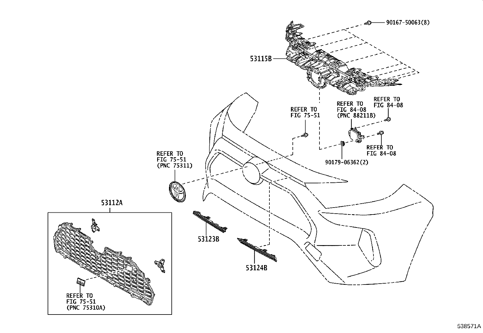 53112-42490 GRILLE, RADIATOR, LOWER product image