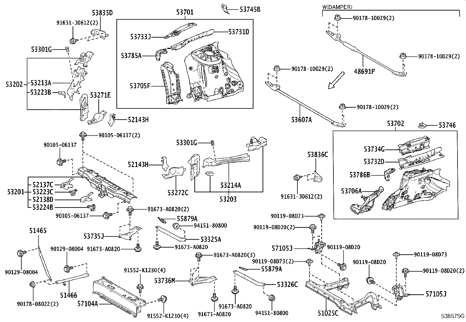 52137-46020 BRACKET, FRONT BUMPER ARM MOUNTING, NO.3 product image